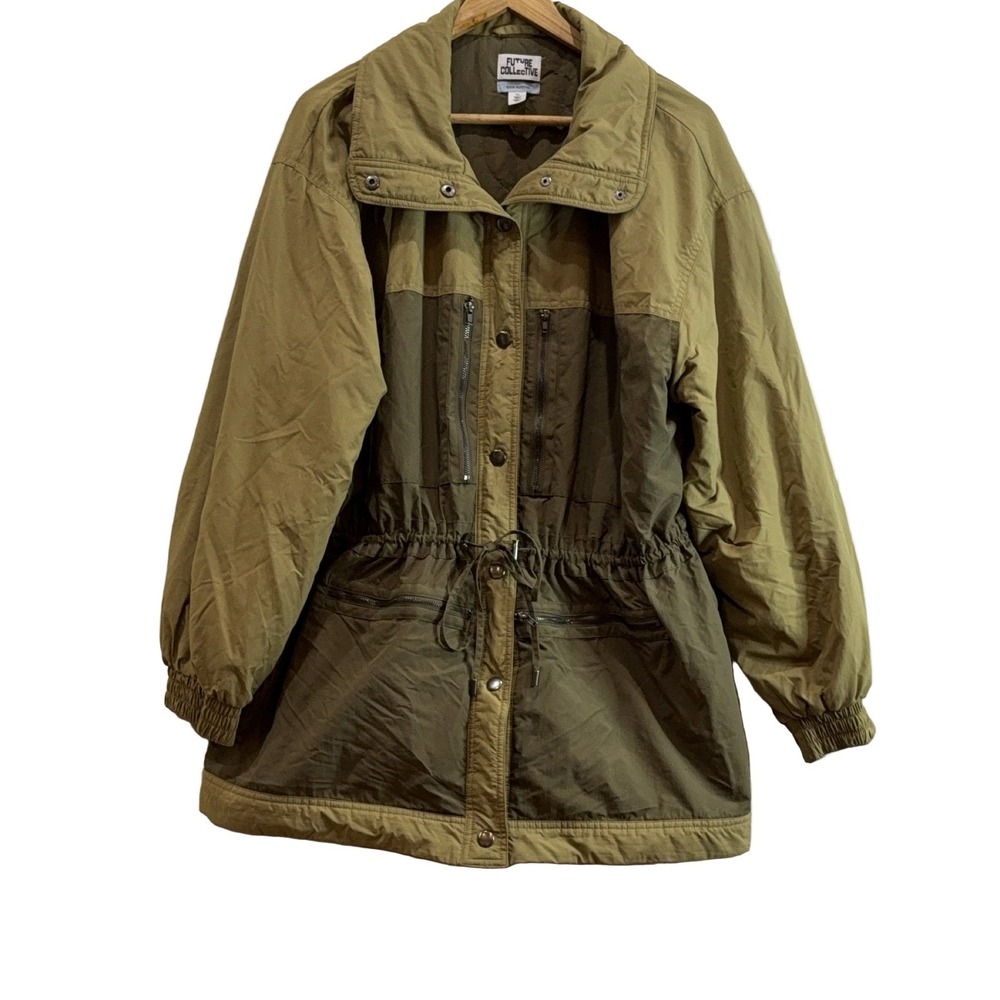 Future Collective Reese Blutstein Two-Tone Nylon Jacket Women's XL Olive Green